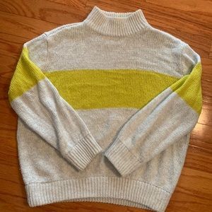 Aerie mock neck yellow strip sweater
